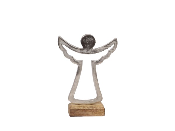 BETH ΧΡΙΣΤΟΥΓΕΝΝΙΑΤΙΚΟ ΔΙΑΚΟΣΜΗΤΙΚΟ ΑΓΓΕΛΟΣ 12x6x18cm ΑΛΟΥΜΙΝΙΟ ΑΣΗΜΙ ΦΥΣΙΚΟ ΞΥΛΟ MANGO