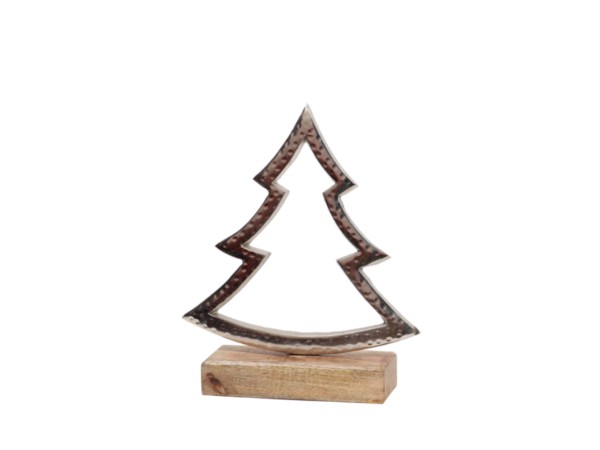 EIRA ΧΡΙΣΤΟΥΓΕΝΝΙΑΤΙΚΟ ΔΙΑΚΟΣΜΗΤΙΚΟ ΔΕΝΤΡΟ 15x5x19cm ΑΛΟΥΜΙΝΙΟ ΑΣΗΜΙ ΦΥΣΙΚΟ ΞΥΛΟ MANGO