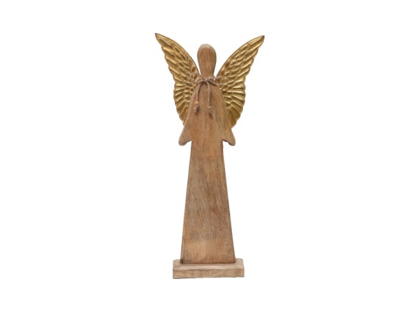 SLEET ΧΡΙΣΤΟΥΓΕΝΝΙΑΤΙΚΟ ΔΙΑΚΟΣΜΗΤΙΚΟ ΑΓΓΕΛΟΣ 24x6x55cm ΞΥΛΟ MANGO ΦΥΣΙΚΟ ΧΡΥΣΟ ΑΛΟΥΜΙΝΙΟ