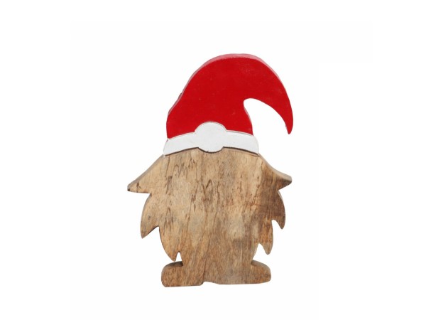 WOODY SANTA ΧΡΙΣΤΟΥΓΕΝΝΙΑΤΙΚΟ ΔΙΑΚΟΣΜΗΤΙΚΟ ΑΓΙΟΣ ΒΑΣΙΛΗΣ 17x3x25cm ΞΥΛΟ MANGO ΦΥΣΙΚΟ ΚΟΚΚΙΝΟ