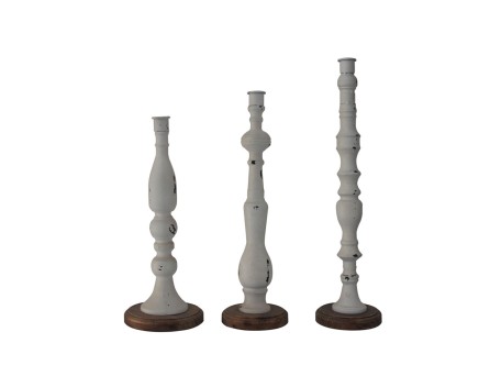 LA POUPEE ΚΗΡΟΠΗΓΙΟ SET 3ΤΜΧ 11x11x45cm ΜΕΤΑΛΛΟ ΛΕΥΚΟ ΦΥΣΙΚΟ ΞΥΛΟ