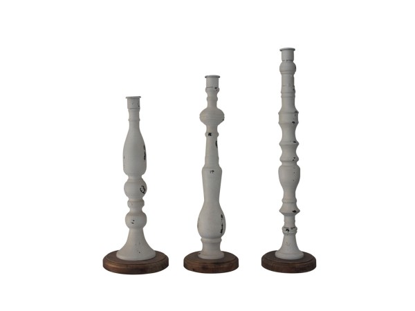 LA POUPEE ΚΗΡΟΠΗΓΙΟ SET 3ΤΜΧ 11x11x45cm ΜΕΤΑΛΛΟ ΛΕΥΚΟ ΦΥΣΙΚΟ ΞΥΛΟ