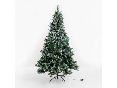 PINE ΧΡΙΣΤΟΥΓΕΝΝΙΑΤΙΚΟ ΔΕΝΤΡΟ ΧΙΟΝΙΣΜΕΝΟ ΜΕ LED 150x150x210cm PVC ΠΡΑΣΙΝΟ ΛΕΥΚΟ