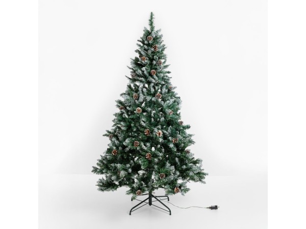 PINE ΧΡΙΣΤΟΥΓΕΝΝΙΑΤΙΚΟ ΔΕΝΤΡΟ ΧΙΟΝΙΣΜΕΝΟ ΜΕ LED 150x150x210cm PVC ΠΡΑΣΙΝΟ ΛΕΥΚΟ