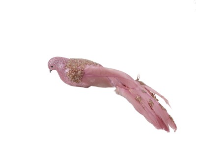 PIXIE BIRD ΧΡΙΣΤΟΥΓΕΝΝΙΑΤΙΚΟ ΔΙΑΚΟΣΜΗΤΙΚΟ ΠΟΥΛΙ 32cm POLYFOAM ΡΟΖ ΥΦΑΣΜΑ