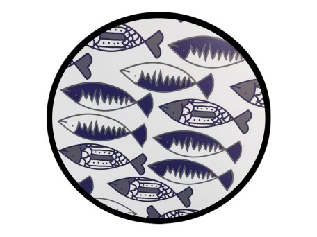 FISHY ΔΙΣΚΟΣ ΔΙΑΚΟΣΜΗΣΗΣ 40x40x4cm MDF ΛΕΥΚΟ ΜΠΛΕ ΜΑΥΡΟ