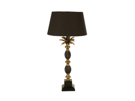 PINEAPPLE ΦΩΤΙΣΤΙΚΟ ΕΠΙΤΡΑΠΕΖΙΟ 30x30x57cm ΑΛΟΥΜΙΝΙΟ ΧΡΥΣΟ ΑΝΤΙΚΕ ΜΑΥΡΟ ΥΦΑΣΜΑ