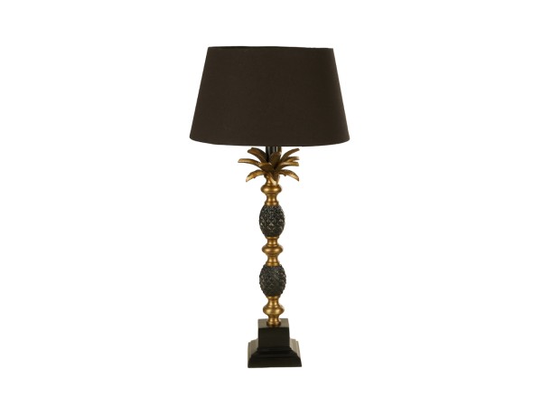 PINEAPPLE ΦΩΤΙΣΤΙΚΟ ΕΠΙΤΡΑΠΕΖΙΟ 30x30x57cm ΑΛΟΥΜΙΝΙΟ ΧΡΥΣΟ ΑΝΤΙΚΕ ΜΑΥΡΟ ΥΦΑΣΜΑ