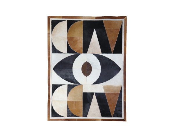 WATCH ΧΑΛΙ ΣΑΛΟΝΙΟΥ 150x200cm ΔΕΡΜΑ ΜΑΥΡΟ ΛΕΥΚΟ ΚΑΦΕ ΜΑΛΛΙΝΟ ΜΠΕΖ