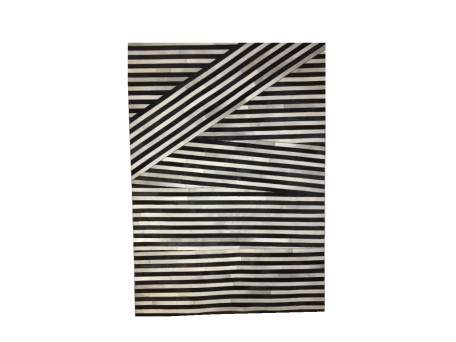 ZEBRA ΧΑΛΙ ΣΑΛΟΝΙΟΥ 170x240cm ΔΕΡΜΑ ΜΑΥΡΟ ΛΕΥΚΟ ΜΑΛΛΙΝΟ
