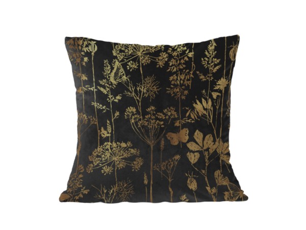 BLOSSOM ΔΙΑΚΟΣΜΗΤΙΚΟ ΜΑΞΙΛΑΡΙ 45x45cm ΒΕΛΟΥΔΟ ΜΑΥΡΟ ΧΡΥΣΟ