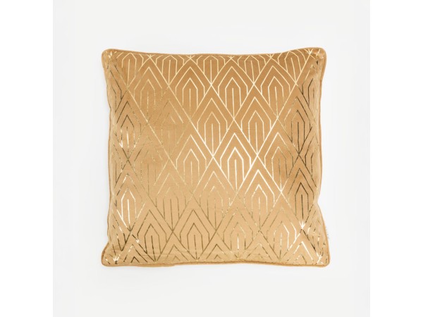 FAMA ΔΙΑΚΟΣΜΗΤΙΚΟ ΜΑΞΙΛΑΡΙ 45x45cm ΒΕΛΟΥΔΟ CARAMEL ΧΡΥΣΟ