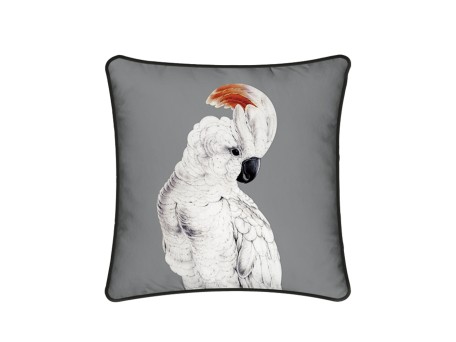 COCKATOO ΔΙΑΚΟΣΜΗΤΙΚΟ ΜΑΞΙΛΑΡΙ 45x45cm ΒΕΛΟΥΔΟ ΓΚΡΙ ΛΕΥΚΟ ΜΑΥΡΟ