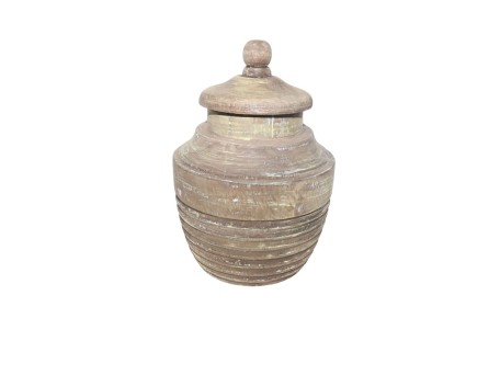 INDI ΔΟΧΕΙΟ ΑΠΟΘΗΚΕΥΣΗΣ ΜΕ ΚΑΠΑΚΙ 12x12x18cm ΞΥΛΟ ΦΥΣΙΚΟ ANTIKE
