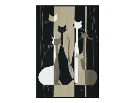 THE CATS ΠΙΝΑΚΑΣ ΔΙΑΚΟΣΜΗΣΗΣ 80x120x5cm ΚΑΜΒΑΣ ΠΟΛΥΧΡΩΜΟ ΞΥΛΟ ΜΑΥΡΟ