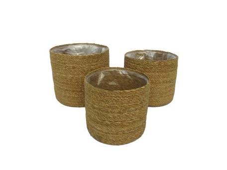 DEL MAR ΚΑΣΠΩ ΣΕΤ 3ΤΜΧ 20x20x18cm SEAGRASS ΦΥΣΙΚΟ