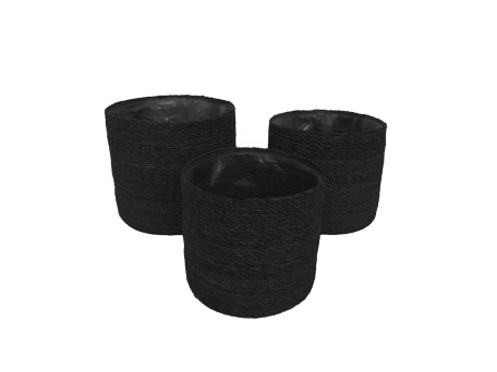 DEL MAR ΚΑΣΠΩ SET 3ΤΜΧ 20x20x18cm SEAGRASS ΜΑΥΡΟ