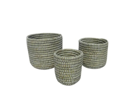 NILE ΚΑΣΠΩ SET 3ΤΜΧ 25x25x25cm KANSGRASS ΦΥΣΙΚΟ ΛΕΥΚΟ PVC
