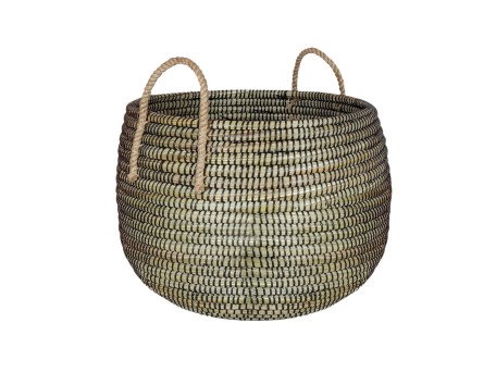 KENYA L ΚΑΛΑΘΙ ΑΠΟΘΗΚΕΥΣΗΣ 43x43x36cm KANSGRASS ΦΥΣΙΚΟ ΜΑΥΡΟ PVC