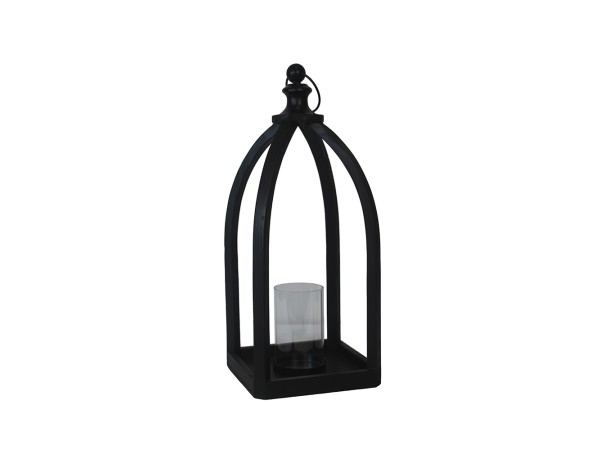 NIZAR ΦΑΝΑΡΙ 20x20x50cm ΞΥΛΟ ΜΑΥΡΟ ΓΥΑΛΙ