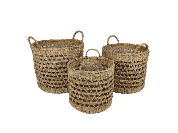 ALMAR ΚΑΛΑΘΙ ΧΕΡΟΥΛΙ SET 3ΤΜΧ 40x40x35cm SEAGRASS ΦΥΣΙΚΟ