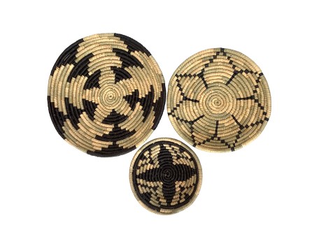 JABBAR ΔΙΑΚΟΣΜΗΤΙΚΟ ΤΟΙΧΟΥ ΣΕΤ 3ΤΜΧ 56x56x9cm SEAGRASS ΦΥΣΙΚΟ ΜΑΥΡΟ