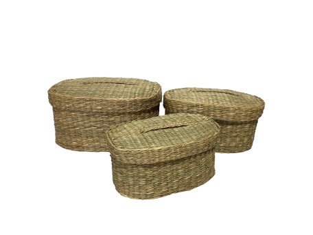 SIFNOS OVAL ΚΟΥΤΙ ΑΠΟΘΗΚΕΥΣΗΣ ΣΕΤ 3ΤΜΧ 30x20x15cm SEAGRASS ΦΥΣΙΚΟ