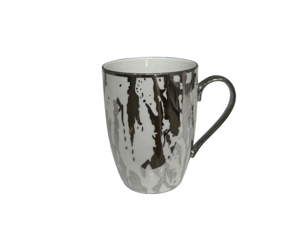 CHIC ΚΟΥΠΑ 8x8x11cm NEW BONE CHINA ΛΕΥΚΟ SILVER