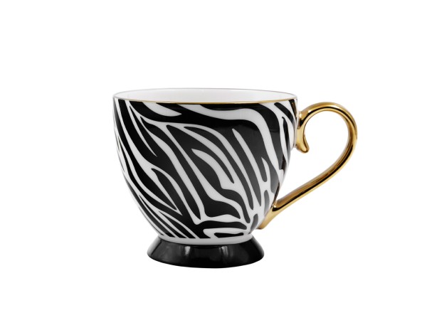 SAFARI ΚΟΥΠΑ 11x11x9cm NEW BONE CHINA ΛΕΥΚΟ ΜΑΥΡΟ ΧΡΥΣΟ