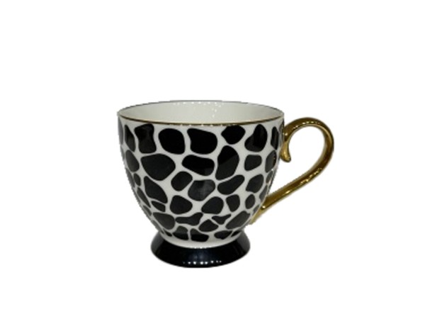 SAFARI ΚΟΥΠΑ 11x11x9cm NEW BONE CHINA ΛΕΥΚΟ ΜΑΥΡΟ ΧΡΥΣΟ