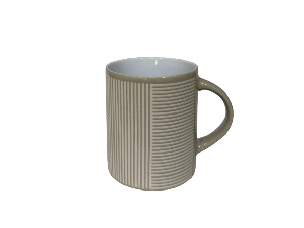 LINES ΚΟΥΠΑ 8x8x10cm STONEWARE ΜΠΕΖ ΛΕΥΚΟ