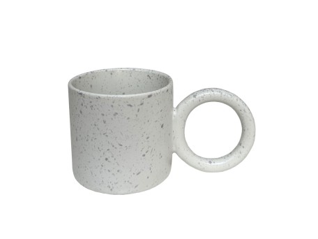 TERRAZZO ΚΟΥΠΑ 8x8x8cm STONEWARE ΛΕΥΚΟ ΓΚΡΙ