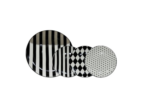 JOLIE ΠΙΑΤΟ ΓΛΥΚΟΥ SET 7ΤΜΧ 30x30x3cm NEW BONE CHINA ΛΕΥΚΟ ΜΑΥΡΟ