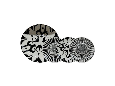 THYME ΠΙΑΤΟ ΓΛΥΚΟΥ SET 7ΤΜΧ 30x30x3cm NEW BONE CHINA ΛΕΥΚΟ ΜΑΥΡΟ