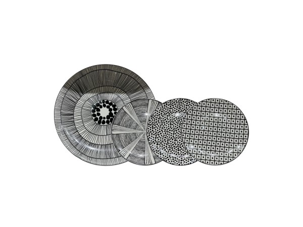 SERAX ΠΙΑΤΟ ΓΛΥΚΟΥ SET 7ΤΜΧ 30x30x3cm NEW BONE CHINA ΛΕΥΚΟ ΜΑΥΡΟ