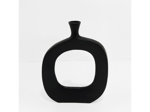 ABSTRACT OVAL ΒΑΖΟ 31x5x41cm ΑΛΟΥΜΙΝΙΟ ΜΑΥΡΟ