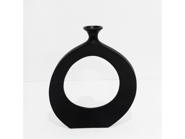 ABSTRACT CIRCLE ΒΑΖΟ 37x5x45cm ΑΛΟΥΜΙΝΙΟ ΜΑΥΡΟ