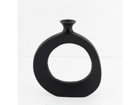 ABSTRACT CIRCLE ΒΑΖΟ 26x4x31cm ΑΛΟΥΜΙΝΙΟ ΜΑΥΡΟ
