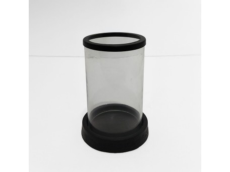TITUL ΚΗΡΟΠΗΓΙΟ 16x16x22cm ΑΛΟΥΜΙΝΙΟ ΜΑΥΡΟ ΔΙΑΦΑΝΟ ΓΥΑΛΙ