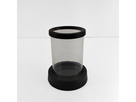 TITUL ΚΗΡΟΠΗΓΙΟ 14x14x18cm ΑΛΟΥΜΙΝΙΟ ΜΑΥΡΟ ΔΙΑΦΑΝΟ ΓΥΑΛΙ