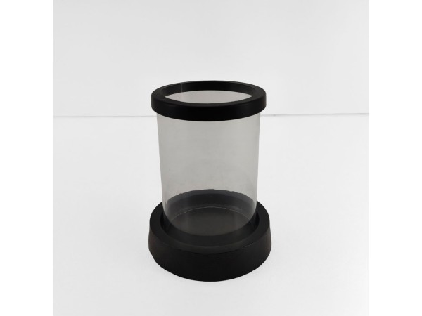 TITUL ΚΗΡΟΠΗΓΙΟ 14x14x18cm ΑΛΟΥΜΙΝΙΟ ΜΑΥΡΟ ΔΙΑΦΑΝΟ ΓΥΑΛΙ