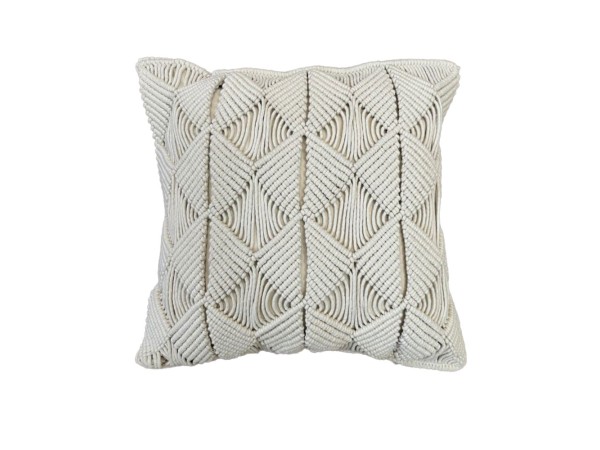 NALIN ΔΙΑΚΟΣΜΗΤΙΚΟ ΜΑΞΙΛΑΡΙ MACRAME 45x45cm ΒΑΜΒΑΚΙ IVORY POLYESTER