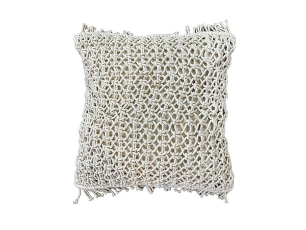 ANALA ΔΙΑΚΟΣΜΗΤΙΚΟ ΜΑΞΙΛΑΡΙ MACRAME 45x45cm ΒΑΜΒΑΚΙ IVORY POLYESTER