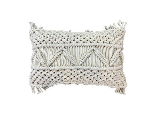 KAIA ΔΙΑΚΟΣΜΗΤΙΚΟ ΜΑΞΙΛΑΡΙ MACRAME 30x50cm ΒΑΜΒΑΚΙ IVORY POLYESTER