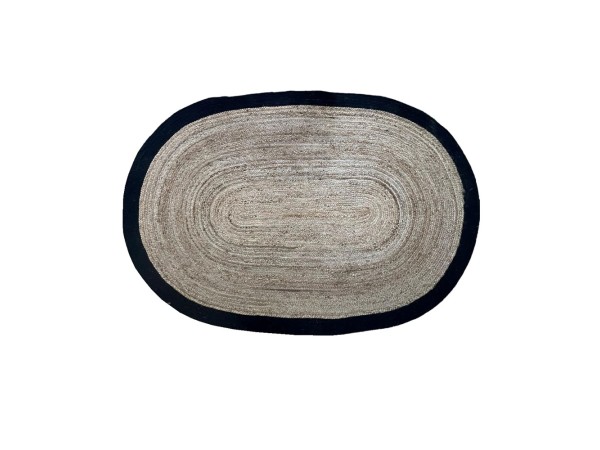 SHYLA ΧΑΛΙ ΣΑΛΟΝΙΟΥ ΟΒΑΛ 140x210cm ΓΙΟΥΤΑ ΦΥΣΙΚΟ ΜΑΥΡΟ ΒΑΜΒΑΚΙ