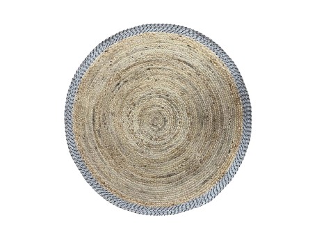 INES ΧΑΛΙ ΣΑΛΟΝΙΟΥ ΣΤΡΟΓΓΥΛΟ 150x150cm ΒΑΜΒΑΚΙ ΦΥΣΙΚΟ ΓΚΡΙ ΓΙΟΥΤΑ