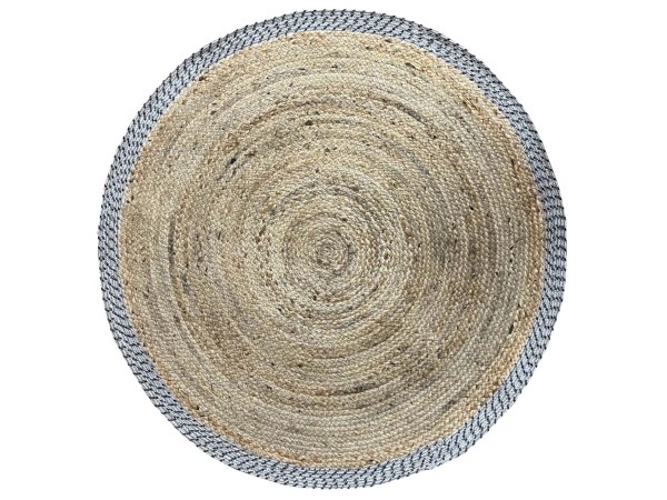 INES ΧΑΛΙ ΣΑΛΟΝΙΟΥ ΣΤΡΟΓΓΥΛΟ 180x180cm ΒΑΜΒΑΚΙ ΦΥΣΙΚΟ ΓΚΡΙ ΓΙΟΥΤΑ