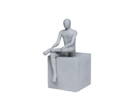 RELAXING MAN ΔΙΑΚΟΣΜΗΤΙΚΗ ΦΙΓΟΥΡΑ 26x26x52cm ΤΕΧΝΗΤΗ ΠΕΤΡΑ ΓΚΡΙ