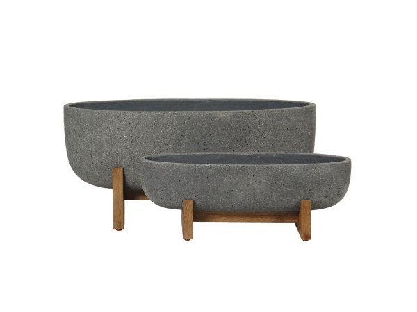 ZINNIA ΚΑΣΠΩ SET 2ΤΜΧ 75x24x32cm ΤΣΙΜΕΝΤΟ ΑΝΘΡΑΚΙ ΦΥΣΙΚΟ ΞΥΛΟ