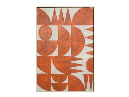 GEOMETRIC CUBISM ΠΙΝΑΚΑΣ ΔΙΑΚΟΣΜΗΣΗΣ ΜΕ ΚΟΡΝΙΖΑ 80x120x4cm ΚΑΜΒΑΣ TERRACOTTA ΞΥΛΟ ΦΥΣΙΚΟ